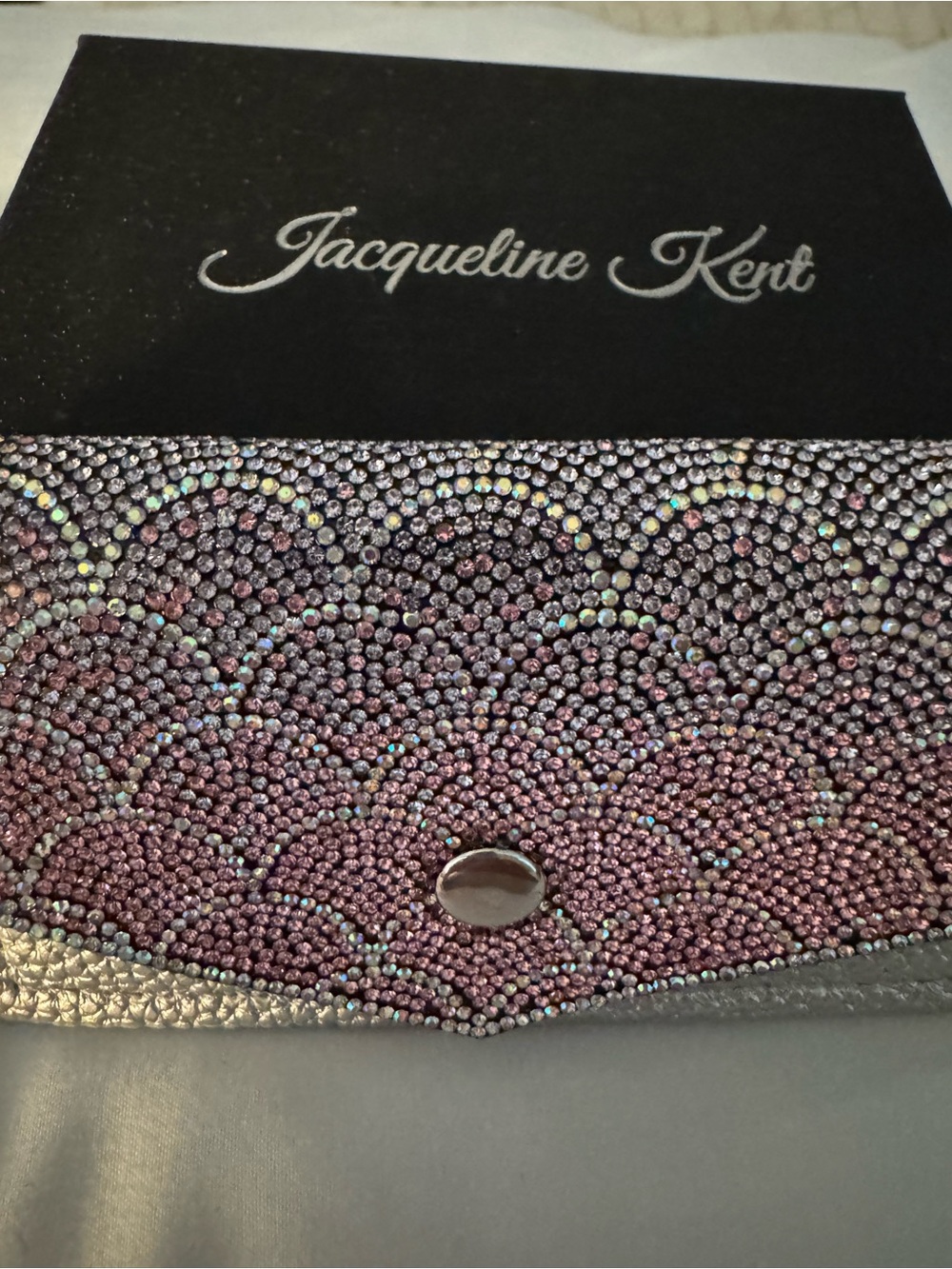 Jacqueline Kent Rhinestone Evening Clutch - Pink/Silver